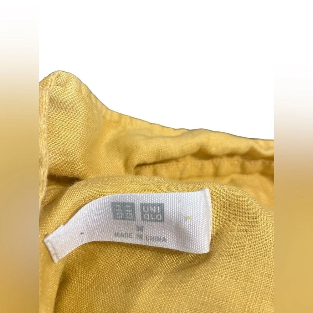 Uniqlo Premium Oversized 100% Linen Shirt Mustard Yellow Size Medium - Picture 5 of 7
